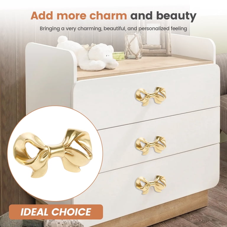 8Pcs Bow Knobs Brass Bow Shaped Drawer Knobs Decorative Gold Bow Pull  Handles Bow Dresser Knobs with Screws for Home Office Cabinet Wardrobe -  Walmart.com