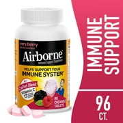 Airborne 1000mg Vitamin C Immune Support Chewable Tablets, Very Berry Flavor, 96 Count