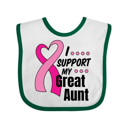 

Inktastic Breast Cancer Awareness I Support My Great Aunt Pink Ribbon Gift Baby Boy or Baby Girl Bib