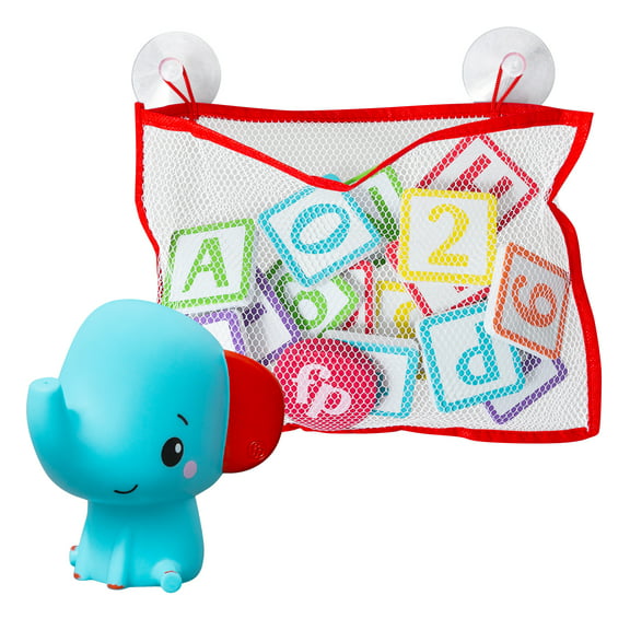 Fisher-Price Elephant Bath Toy Set with Foam Letters & Numbers for Toddlers, 6-12 Months