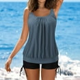 thumbnail image 2 of WREESH Womens Tankini Swimsuit Solid Color Swimwear Two-Piece Slim Swimsuit Bikini Straped Swimsuits Beach Bathing Suit Gray, 2 of 8