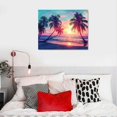 thumbnail image 5 of Acheng Canvas Wall Art Palm Trees Silhouettes On Tropical Beach At Sunset Beach Seascape Painting Nature Pictures for Living Room Home Office Wall Decor Artwork 16x12in, 5 of 6