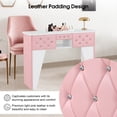 thumbnail image 2 of BarberPub Pink Glass-Top Manicure Table Nail Desk with Drawers, Modern Beauty Salon Nail Station, 2 of 9