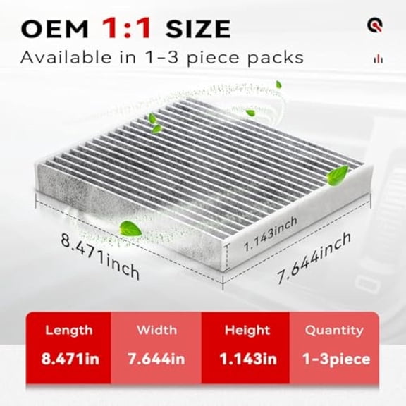 CF10285 Car Cabin Air Filter with Activated Carbon, CP285 Automotive Replacement Air Filters Fit for Toyota Camry RAV4 Highlander Corolla 4Runner Tundra Prius Sienna Lexus Scion Subaru Jaguar, 2PACK