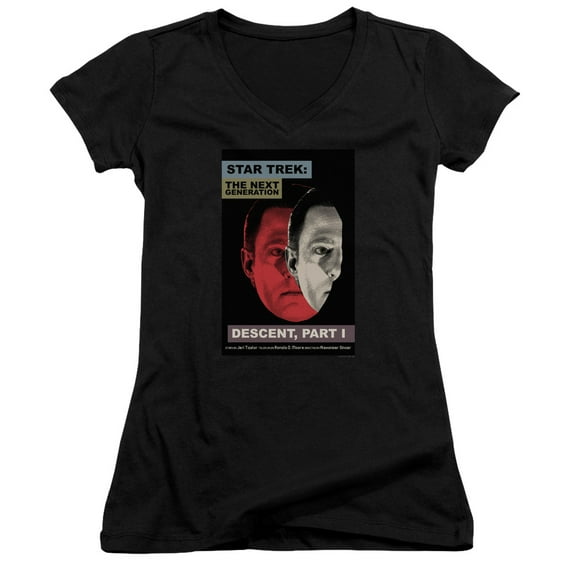 Star Trek Tng Season 6 Episode 26 Junior Women's V-Neck T-Shirt Black