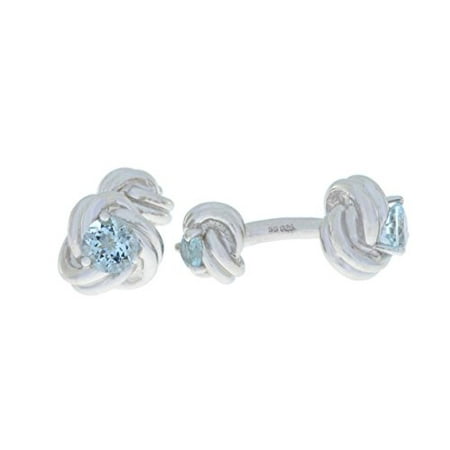 2.5 Ct Genuine Aquamarine Knot Cufflinks .925 Sterling Silver Rhodium Finish