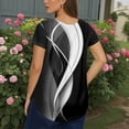 thumbnail image 3 of TQWQT Plus Size Tunic Tops for Women 4x-5x Sexy V Neck Criss Cross Tshirts Striped Color Block Graphic Tees Short Sleeve Tunic Tops Large Casual Blouses Black 4XL, 3 of 4