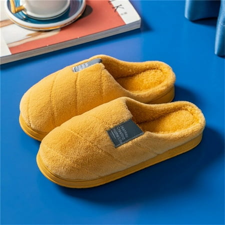 

CoCopeanut Winter Warm Cotton Slippers For Women Men Thick Soft Soled Non-Slip Fluffy Shoes Couple Indoor House Slippers Casual Home Slides