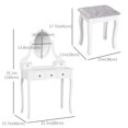 thumbnail image 3 of HOMCOM Wooden Vanity Table Set, Makeup Table with 360° Rotating Mirror, 3 of 10
