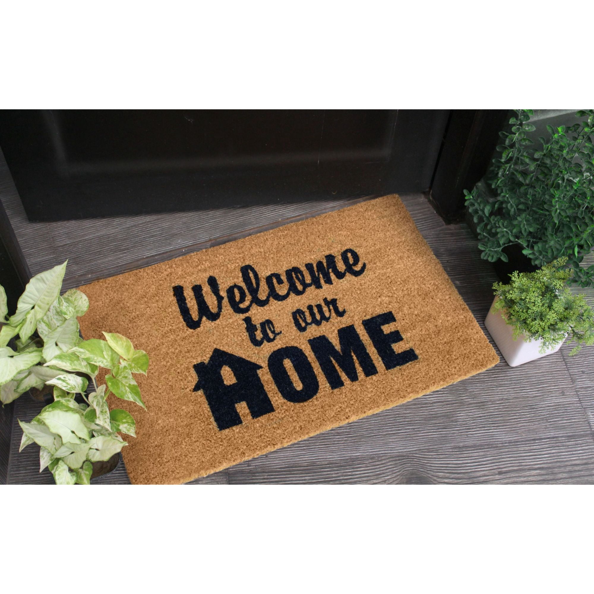 Rugsmith Black Machine Tufted Welcome To Our Home Doormat, 18" x 30"