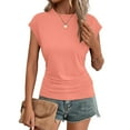 thumbnail image 6 of Comdrip Cap Sleeve T Shirts for Women, Womens Summer Cap Sleeve Tops Crewneck T Shirts Trendy Outfits Beach Vacation Clothes Fashion Blouses Tops for Women Trendy Light Pink S, 6 of 9