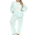 thumbnail image 2 of White Mark Women's Plus Size 2-Piece Oversize Long Sleeve Button Down Cotton Linen Gauze Lounge Beach Set, 2 of 7