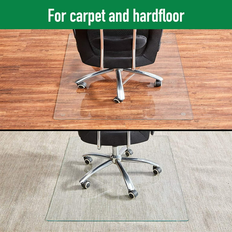 Rose Home Fashion Glass Office Floor Chair Mat for Carpet 4 Anti-Slip Pads
