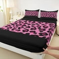 thumbnail image 3 of jejeloiu Abstract Cheetah Print Full Size Sheets,Abstract Geometric Lines Bed Sheets,Pink Black Sheet Sets For Teens,Super Cozy Room Decor,4 Pieces, 3 of 7