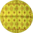 thumbnail image 1 of Ahgly Company Machine Washable Indoor Round Abstract Yellow Modern Area Rugs, 3' Round, 1 of 4
