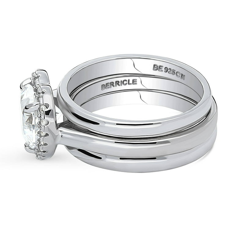 Heart Ring Cubic Zirconia Halo and Band Rhodium on Sterling Silver Heart Ring Cubic Zirconia Halo and Band Rhodium on Sterling Silver