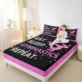 thumbnail image 4 of jejeloiu Gymnastics Girls Full Size Sheets,Glitter Heart Print Bed Sheets,Pink Black Sheet Sets For Child,Microfiber Bedroom Decor,4pcs, 4 of 7