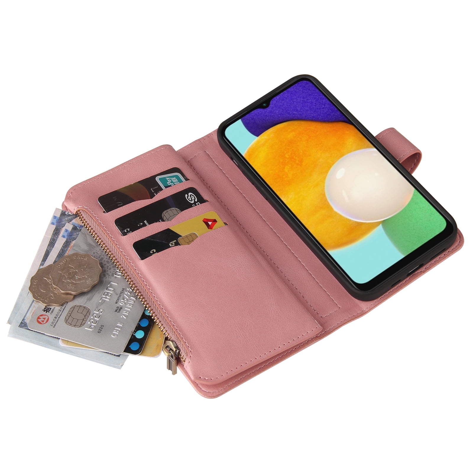 Wallet Case for Galaxy A42 5G, Magnetic Zipper Pouch Premium PU Leather with Kickstand Wallet Flip Shockproof Phone Case Wrist Strap Card Slots Holder Pocket Samsung Galaxy A42 5G,
Pink