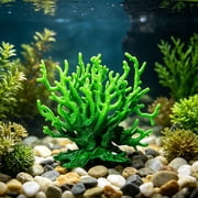 Artificial Aquarium Coral Ornament 15x12x5 cm Plastic Fish Tank Decor with Hollow Hideout for Freshwater and Saltwater Tanks, Multicolor