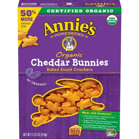 - (2 Pack) Annie's Organic Cheddar Bunnies Baked Snack Crackers 11.25 oz