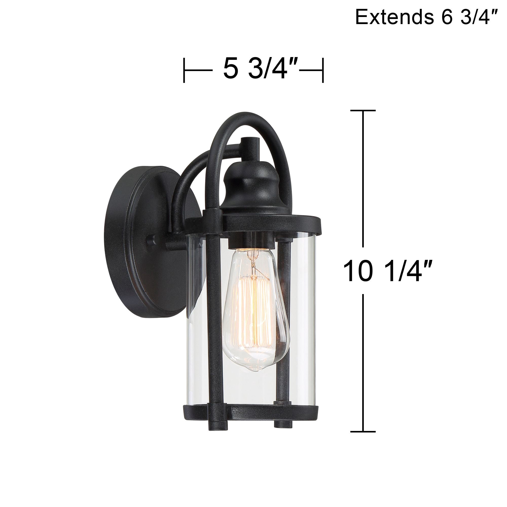 John Timberland Modern Outdoor Wall Light Fixture Black 10 1/4" Cylindrical Glass for Exterior House Porch Patio Deck Entryway