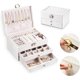 thumbnail image 1 of Organizador De Joyas de 3 Niveles con Cerradura Y Llave, Collares Y Relojes Caja Almacenamiento De Joyería Y Accesorios(Blanco), 1 of 7