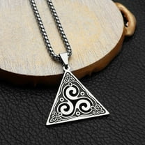 Retro Triple Leg Celtic Knot Necklace Stainless Steel Trinity Triangle Pendant