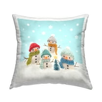 Stupell Industries Winter Snowmen and Snowflakes Square Decorative Printed Throw Pillow, 18 x 18,