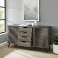 thumbnail image 5 of Walker Edison Modern 4 Drawer Sliding Door Wood Cabinet Buffet Entryway Serving Storage Cabinet Doors Dining Room Console, 59 Inch, Black and Slate Grey, 5 of 5