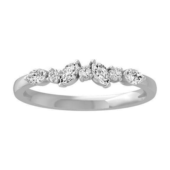 Araiya Fine Jewelry 10K White Gold Marquise and Round-shape Lab Grown Diamond Fashion Promise Anniversary Ring (1/4 Cttw, D-F Color, VS1 Clarity) Size 10