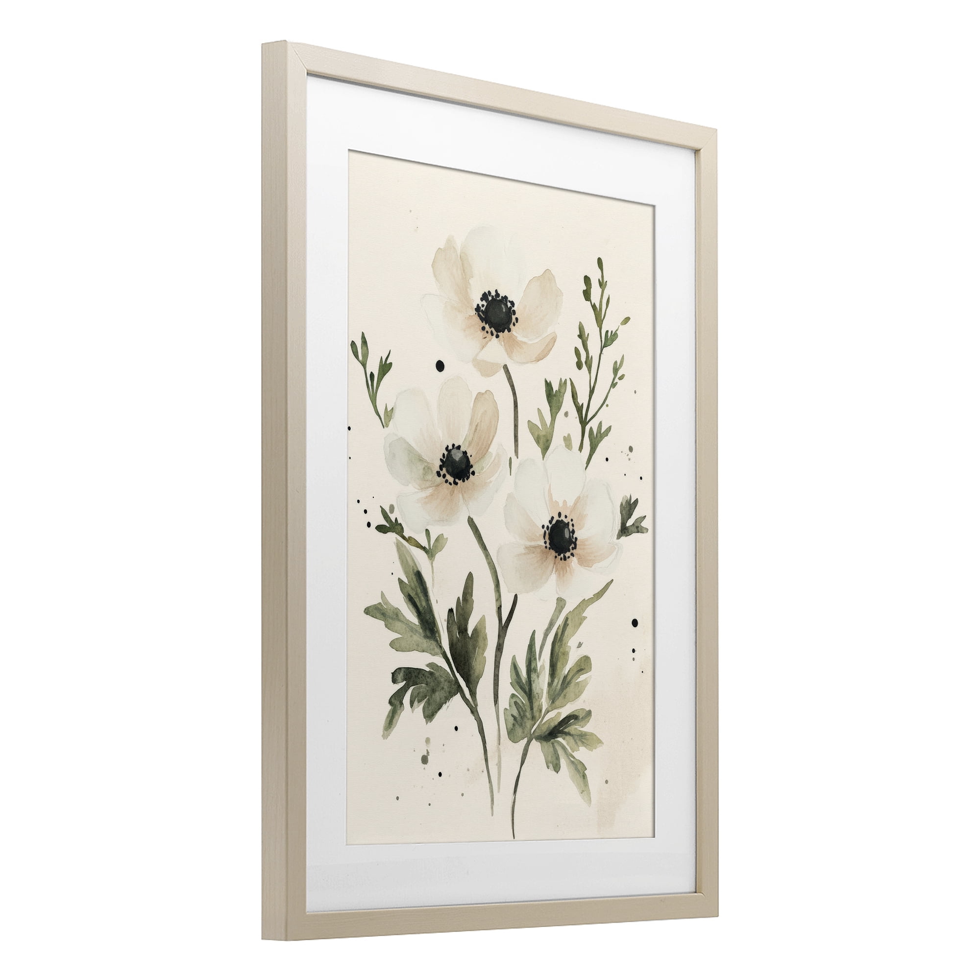 Stupell Industries Soft White Anemone Floral Birch Framed Print Under Glass, design by Petal Prints Design
