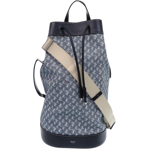Pre-Owned Jimmy Choo Evan Denim JC Monogram One-Shoulder Daypack KGCFV2, Leather,... (Good)