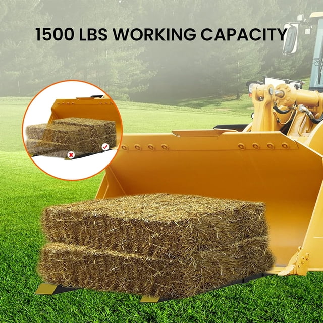 Royalbelle 1500lbs Clamp on Pallet Forks,43IN Heavy Duty Fork Rack with Adjustable Stabilizer Bar for Loader Bucket Skidsteer Tractor,Single attribute