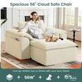 thumbnail image 5 of Fnkosi Lounger Chair Living Room Upholstered Sleeper Chair Cloud Plush Corduroy Reading Chair Movable Ottoman No Assembly Required, Beige, 5 of 6