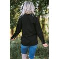 thumbnail image 1 of ABPHQTO Camisa de mujer de manga larga negra con bolsillo abotonado texturizado, 1 of 5