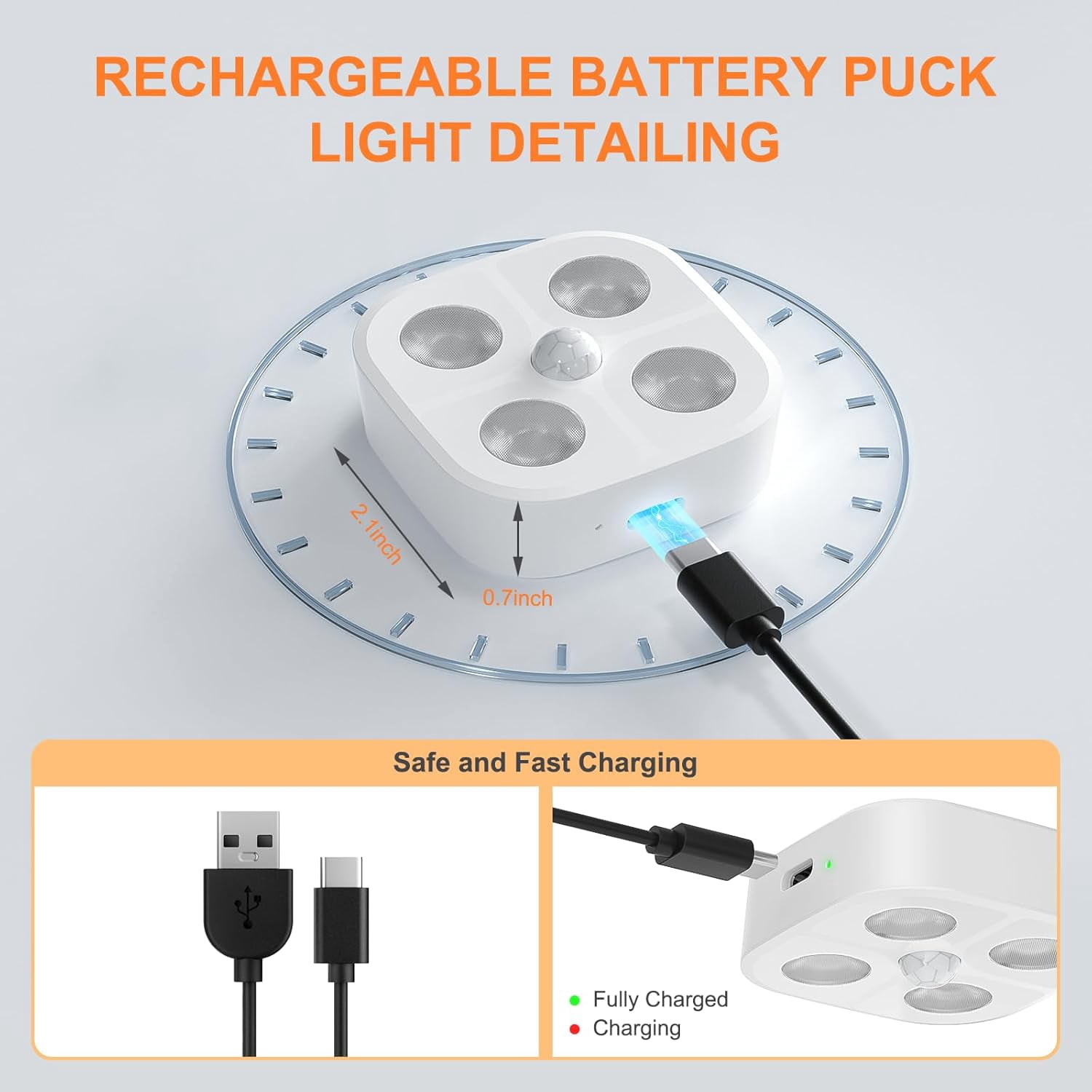 Wireless LED Puck Lights, Motion Sensor Lights Indoor, Rechargeable Stair Lights with Remote Control, 3 RGB Cabinet Lights Change Modes, Suitable for Stairs, under Closet, Bedroom, Kitchen,White