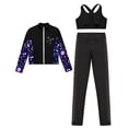 thumbnail image 4 of Alvivi Kids Girls Ice Skating Sport Outfit Long Sleeve Jacket +Tank Top + Pants Training Clothes Set Black 12, 4 of 6