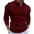 thumbnail image 1 of GZWYHT T-Shirts pour Hommes, T-Shirts à Col en V pour Hommes Décontractés à Col Montant de Couleur Unie à Manches Longues T-Shirts à Col en V Chemises, Chandails d'Entraînement Rouge TTG, 1 of 3
