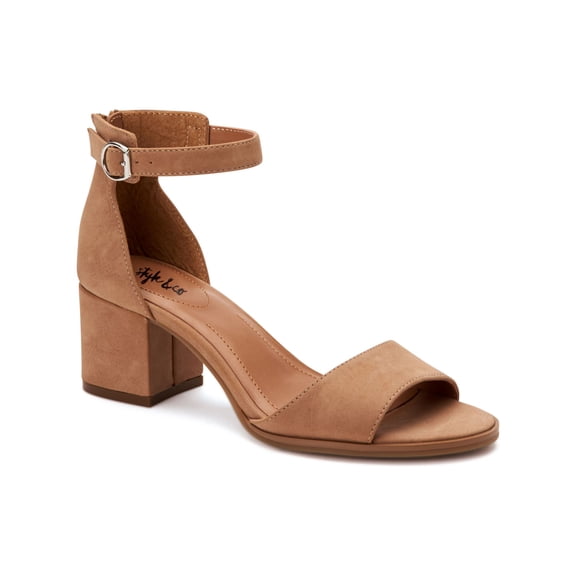 STYLE & COMPANY Womens Brown Buckled Ankle Strap Padded Katerinaa Round Toe Block Heel Zip-Up Dress Heeled Sandal 8 M