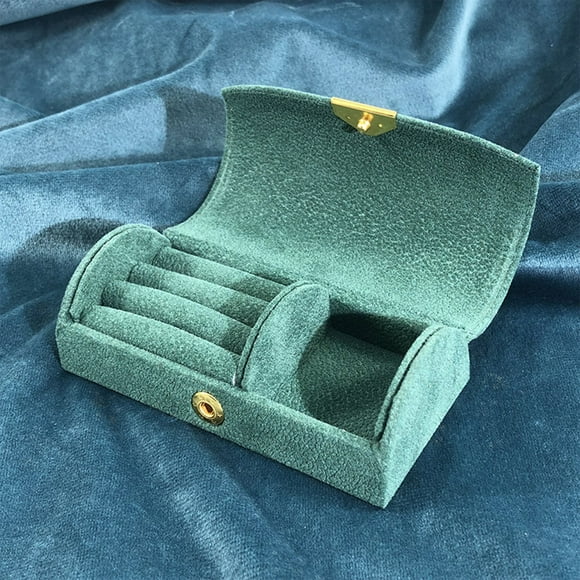 Caja de joyería de terciopelo para viaje | Organizador portátil arqueado para pendientes, anillos y collares | Estuche pequeño para guardar joyas | Soporte compacto para joyas para mujer