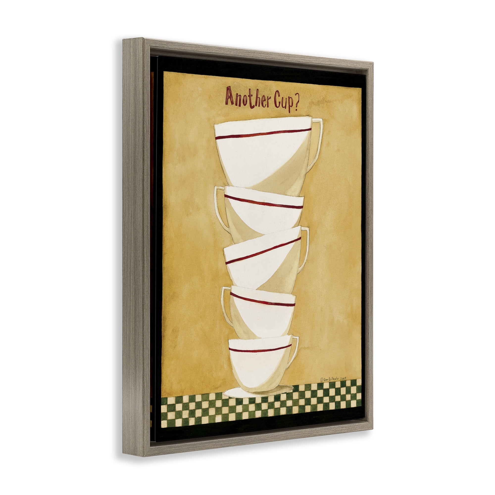 Stupell Industries Stacked Mug Collection Food & Beverage Painting Brown Floater Framed Art Print Wall Art, 17 x 21
