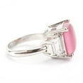 thumbnail image 4 of Pink Cat's Eye Statement Ring with CZ Accents - Size 10 Jewelry Ring Silver, 4 of 6