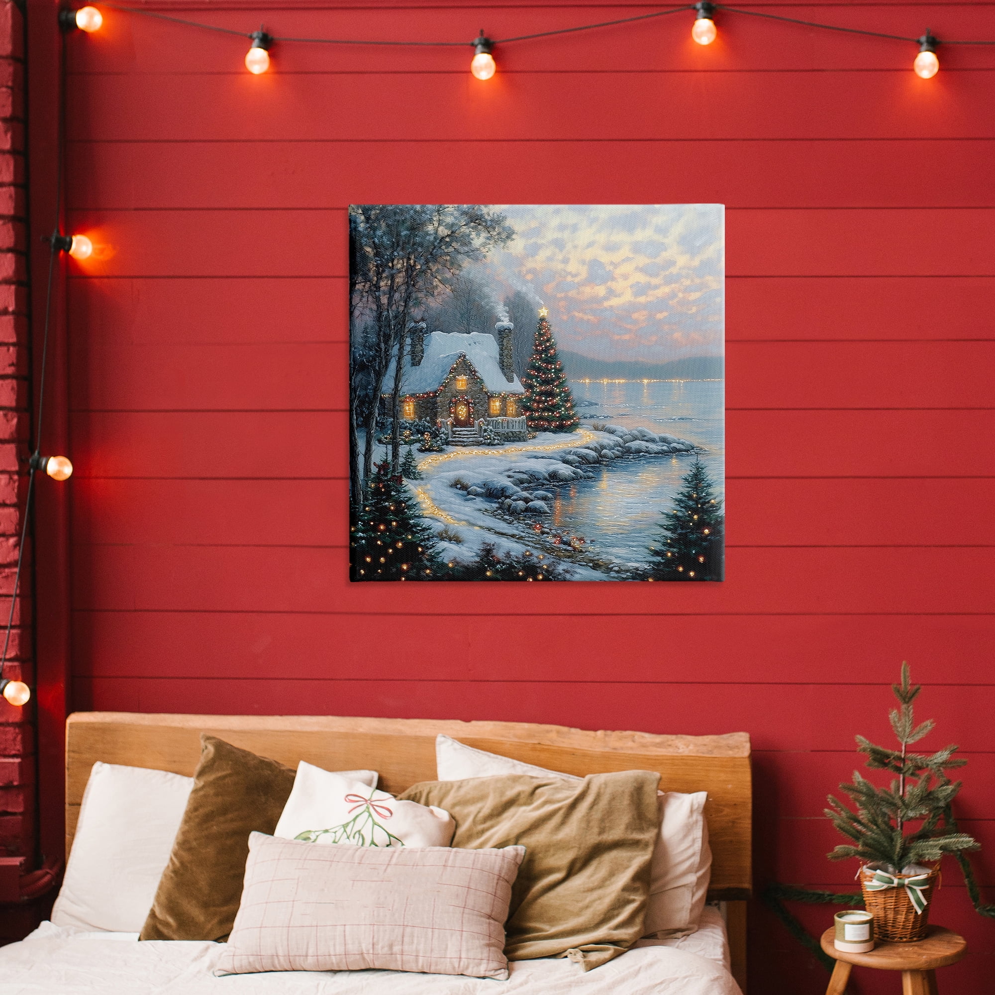 Stupell Industries Snowy Lit Cottage by Lake Canvas Wall Art, design by Heidi Kuntz