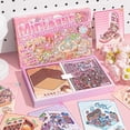 thumbnail image 2 of 3D Scene Sticker Cartoon Scenery Sticker Miniature Simulated Cabin Scene Sticker for Scrapbooking Journal Planner Album pinkk, 2 of 4