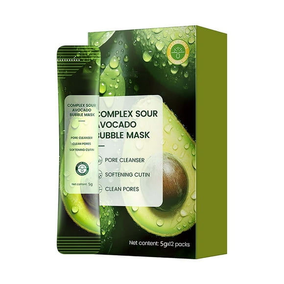FSTDelivery 12 Sheets Avocado Bubble Face Mask,Compound Foam Facial Mask Cleansing Shrink Pores Moisturizing Hydrating Jelly Film for Daily Hydrating Facial Care & Skin Recovery Cream