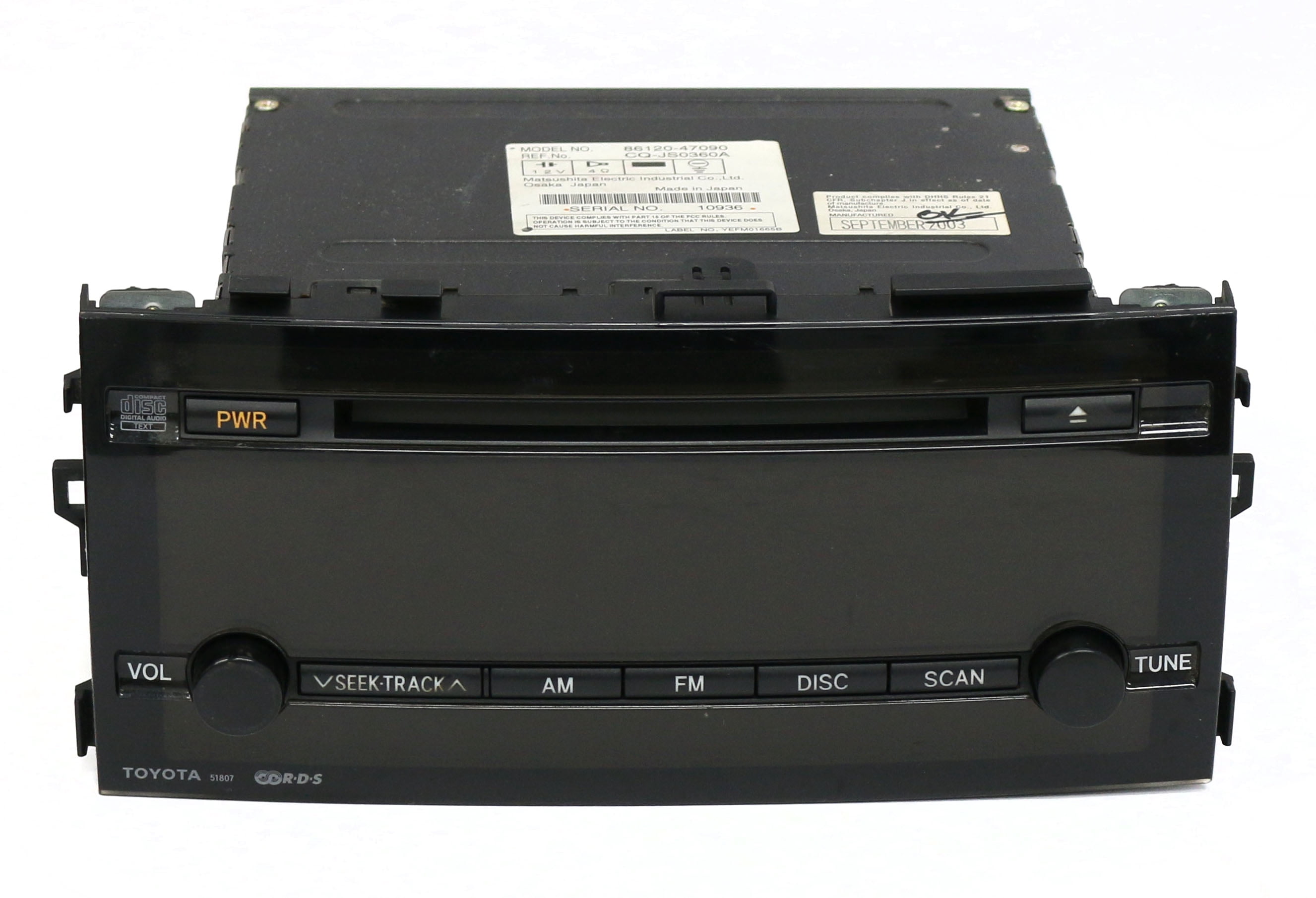 Restored 2004-2006 Toyota Prius Radio AM FM w CD 86120-47090 Face Code 51807 (Refurbished)