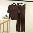 thumbnail image 2 of UAMVSH Women's Plus Size Pajama Sets Loose V Neck Short Sleeve Top with Drawstring Pants Pjs Set 2 Piece Soft Nightwear, 2 of 5