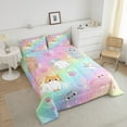 thumbnail image 4 of Rainbow Cat King Bedding Sets For Girls,Kids Cute Cat Comforter Set Teen Pastel Gradient Glitter Stars Cat Bed Comforter Sets Cartoon Animal Kitten Paw Quilt 2 Pillow Cases Colorful, 4 of 7
