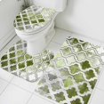 thumbnail image 3 of Sage Green Morocco Bath Mat 3 Piece Bathroom Rug Set, Vintage Grey Shabby Chic Plaid Non Slip Bath Rug Contour Mat and Toilet Lid Cover, Absorbent Shower Mats Soft Bath Rugs and Mats Sets, 3 of 8
