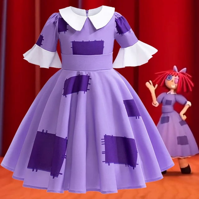 El increíble disfraz de cosplay de circo digital, vestido para niña, vestido para fiesta de cumpleaños, Halloween, Navidad, vestido de niña Raghata de circo